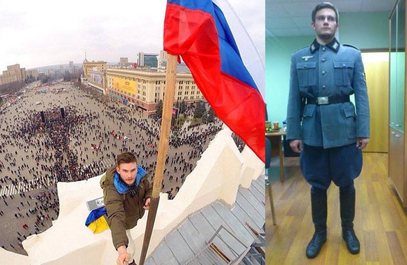 Поднявший флаг РФ в Харькове москвич позирует в форме СС (ФОТО)