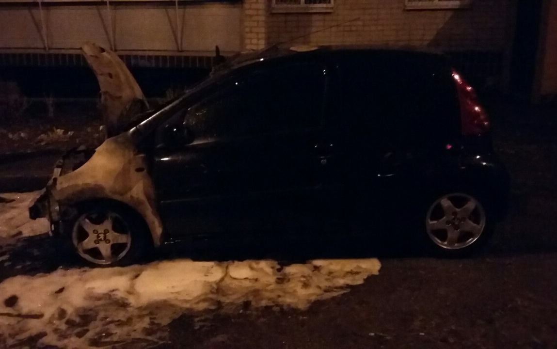 На Павловом поле ночью сгорела легковушка (фото)