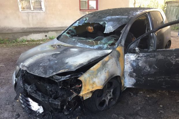 В Харькове ночью сгорел Volkswagen