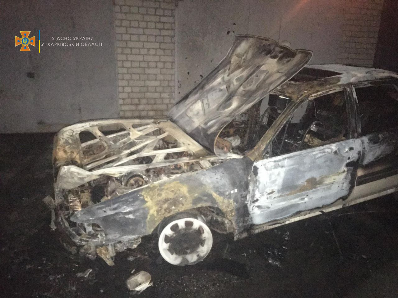 В Харькове на территории гаражного кооператива сгорел автомобиль