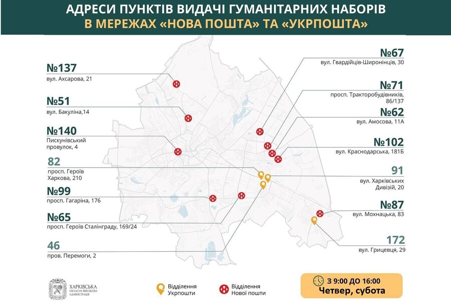 Цього тижня гуманітарну допомогу в Харкові можна буде отримати у четвер і суботу