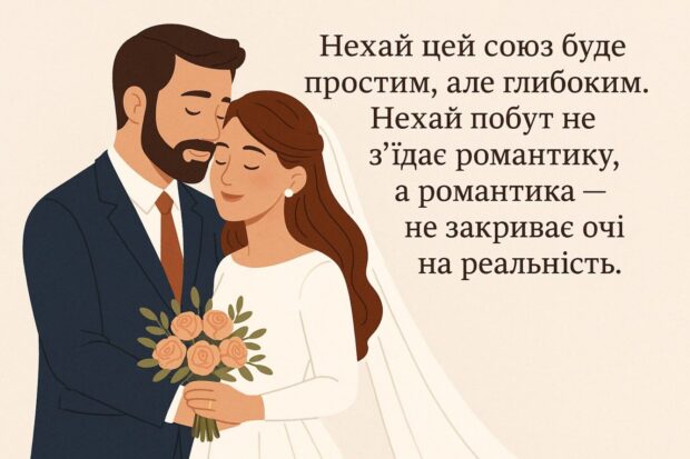 Нехай цей союз буде простим, але глибоким. Нехай побут не з’їдає романтику, а романтика — не закриває очі на реальність. 