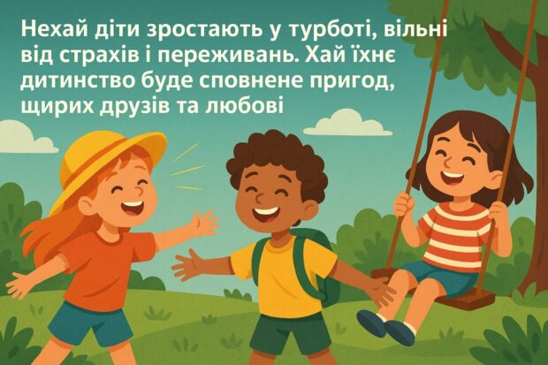 Нехай діти зростають у турботі, вільні від страхів і переживань. Хай їхнє дитинство буде сповнене пригод, щирих друзів та любові. 