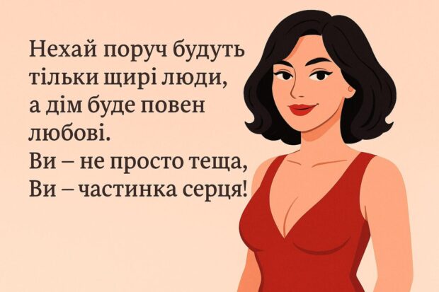 Нехай поруч будуть тільки щирі люди, а дім буде повен любові. Ви — не просто теща, Ви — частина серця!