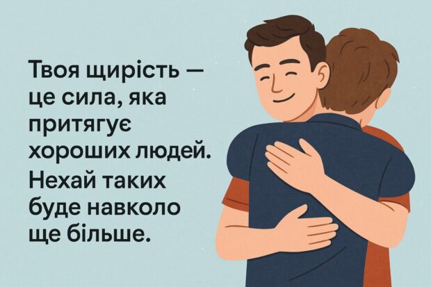 Твоя щирість — це сила, яка притягує хороших людей. Нехай таких буде навколо ще більше.