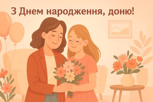 З Днем народження, доню! Бажаю тобі бути тією, ким хочеш бути, і жити так, як підказує серце. Нехай світ буде до тебе добрим і щедрим. У кожній ситуації знаходь своє світло. А моя любов завжди буде твоїм компасом.
