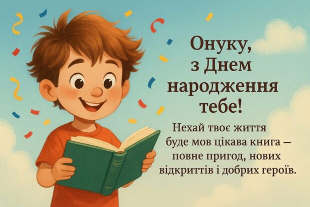 Онучку, з Днем народження тебе! Нехай твоє життя буде мов цікава книга — повне пригод, нових відкриттів і добрих героїв.