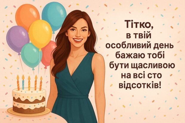 Тітко, в твій особливий день бажаю тобі бути щасливою на всі сто відсотків! 