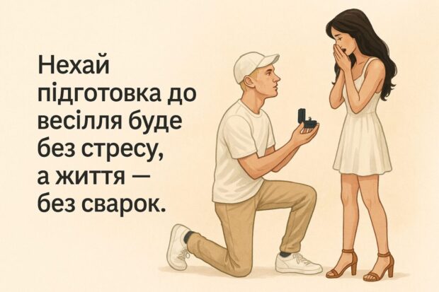 Нехай підготовка до весілля буде без стресу, а життя — без сварок.