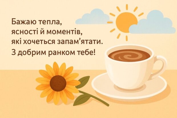 Бажаю тепла, ясності й моментів, які хочеться запам’ятати. З добрим ранком тебе!