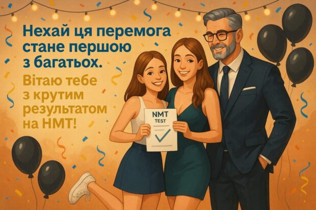 Нехай ця перемога стане першою з багатьох. Вітаю тебе з крутим результатом на НМТ!
