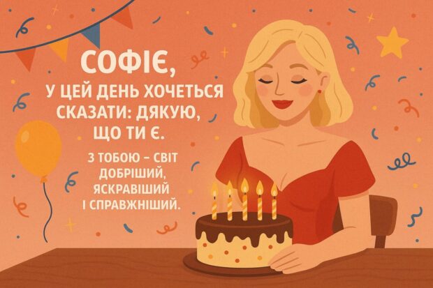 Софіє, у цей день хочеться сказати: дякую, що ти є. З тобою — світ добріший, яскравіший і справжніший.