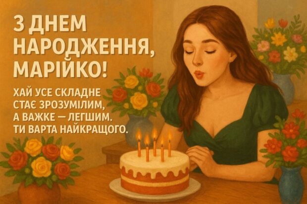 З днем народження, Марійко! Бажаю, щоб твоє серце залишалося відкритим до всього нового, але не підпускало токсичне. Щоб у житті було більше пригод, ніж правил, більше сміху, ніж стресу, і більше любові, ніж сумнівів. Хай усе складне стає зрозумілим, а важке — легшим. Ти варта найкращого.