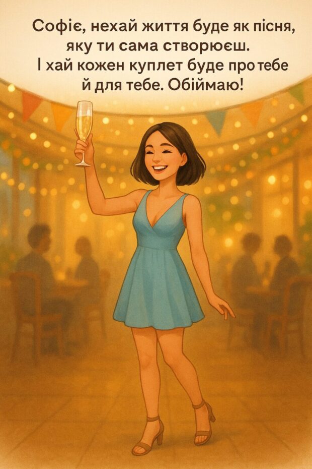 Нехай життя буде як пісня, яку ти сама створюєш. І хай кожен куплет буде про тебе і для тебе. Обіймаю.