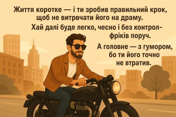 Життя коротке — і ти зробив правильний крок, щоб не витрачати його на драму. Хай далі буде легко, чесно і без контрол-фріків поруч. А головне — з гумором, бо ти його точно не втратив.