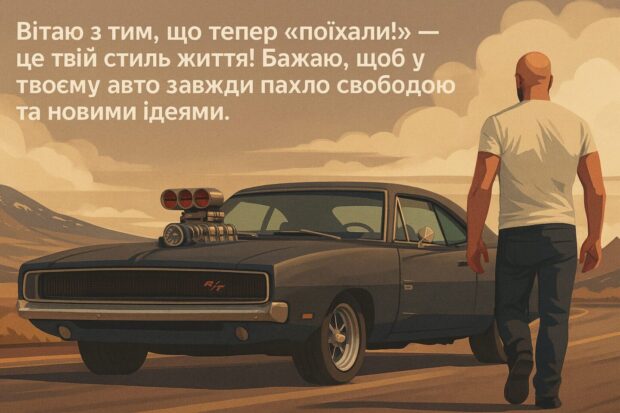 Вітаю з тим, що тепер “поїхали!” — це твій стиль життя! Бажаю, щоб у твоєму авто завжди пахло свободою та новими ідеями