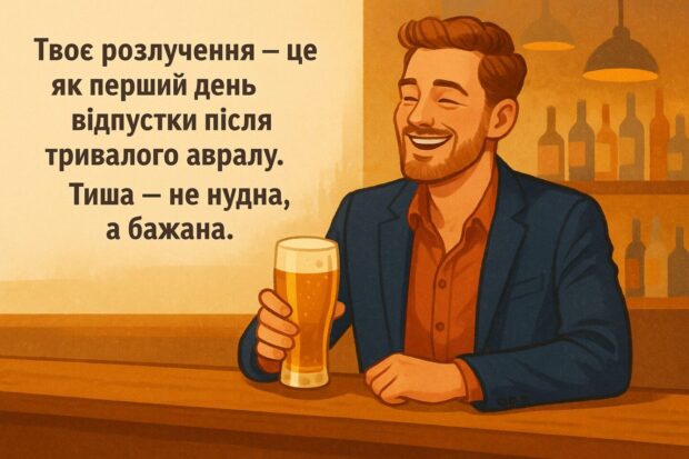 Твоє розлучення — це як перший день відпустки після тривалого авралу. Тиша — не нудна, а бажана. 