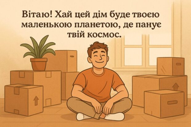 Вітаю! Хай цей дім буде твоєю маленькою планетою, де панує твій космос. 