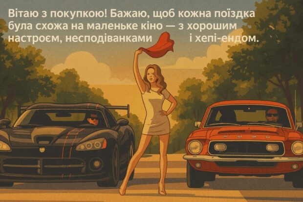 Вітаю з покупкою! Бажаю, щоб кожна поїздка була схожа на маленьке кіно — з хорошим настроєм, несподіванками і хепі-ендом.
