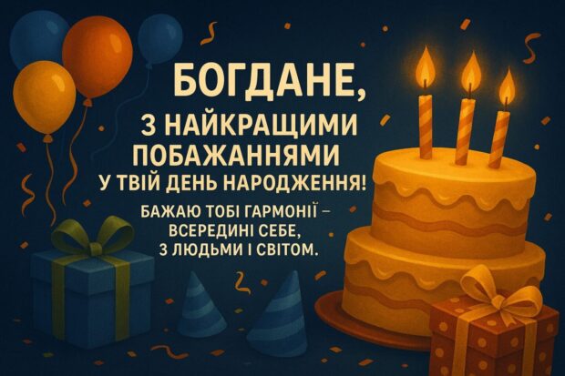 Богдане, з найкращими побажаннями у твій день народження! Бажаю тобі гармонії — всередині себе, з людьми і світом. 
