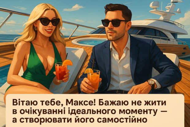 Вітаю тебе, Максе! Бажаю не жити в очікуванні ідеального моменту — а створювати його самостійно. 