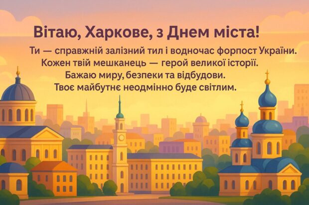 Вітаю Харків із Днем міста! Ти — справжній залізний тил і водночас форпост України. Кожен твій мешканець — герой у великій історії. Сьогодні хочеться побажати тобі миру, безпеки й відбудови. Бо твоє майбутнє точно буде світлим.