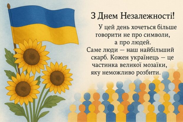 З Днем Незалежності! У цей день хочеться більше говорити не про символи, а про людей. Саме люди — наш найбільший скарб. Кожен українець — це частинка великої мозаїки, яку неможливо розбити. 