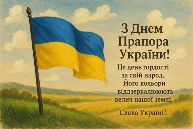 З Днем прапора України! Це день гордості за свій народ. Його кольори віддзеркалюють велич нашої землі.