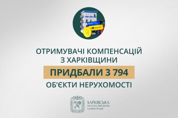Отримувачі компенсацій з Харківщини придбали 3 794 об’єкти нерухомості