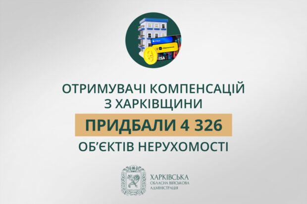 Отримувачі компенсацій з Харківщини придбали 4 326 об’єктів нерухомості
