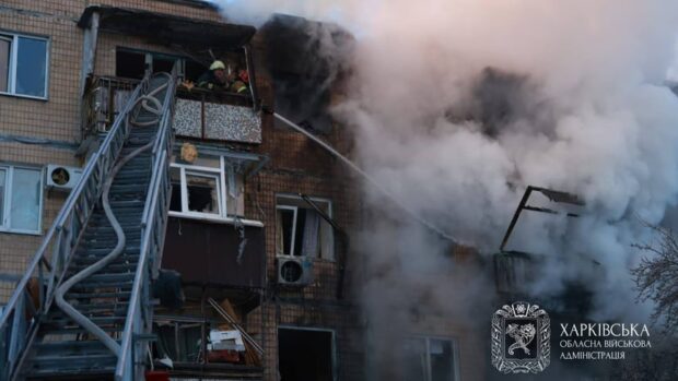 Шахед вдарив по багатоповерхівці в Салтівському районі Харкова: 7 постраждалих