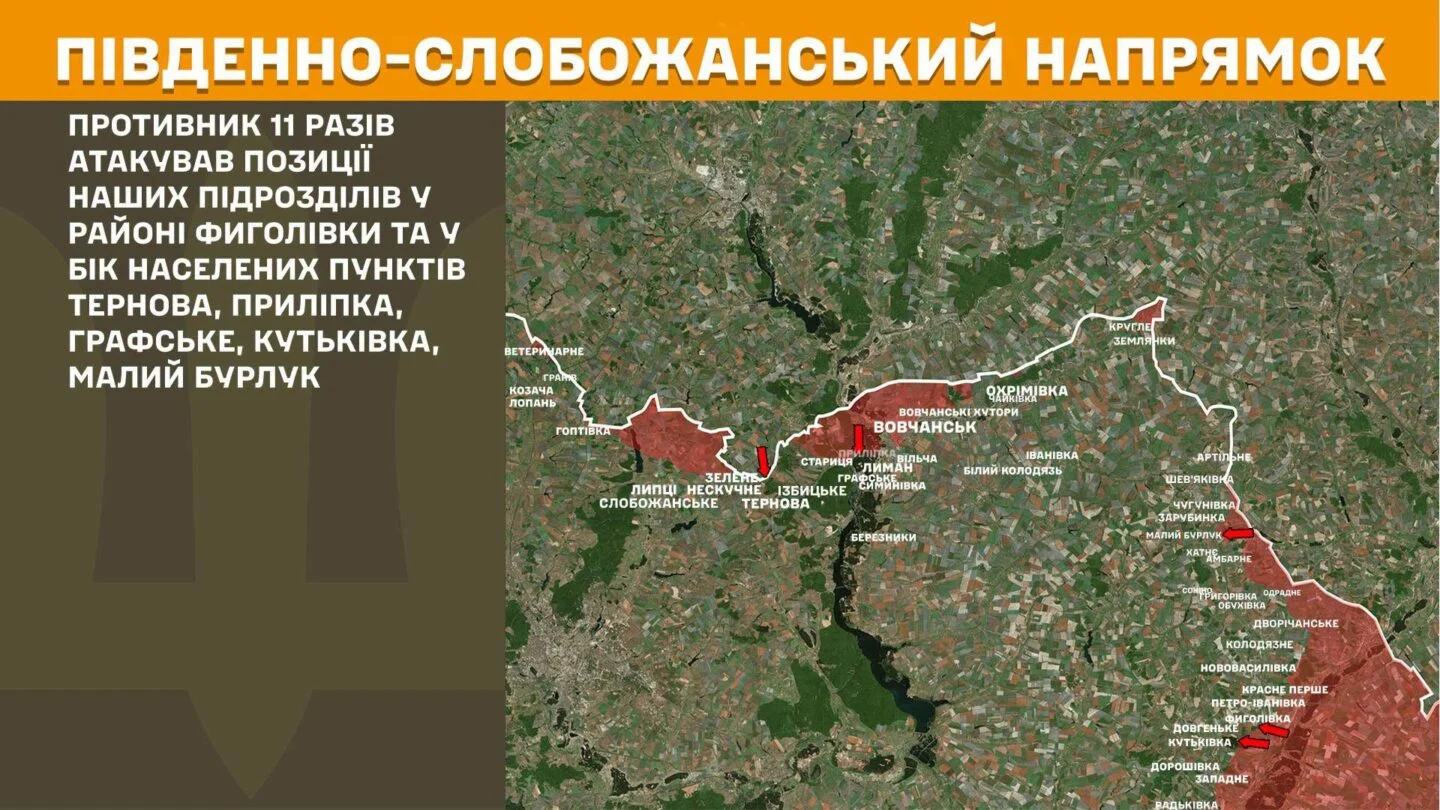 Сили оборони відбили 11 атак на Південно-Слобожанському напрямку та штурм у бік Куп’янська - Генштаб ЗСУ