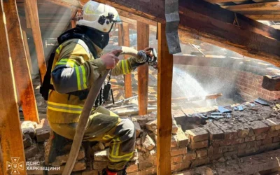Рятувальники ліквідували пожежу в навчальному закладі Богодухова, спричинену атакою російського БпЛА (фото)